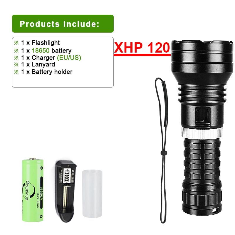 5000LM XHP120 Led Diving Flashlight IPX8 Underwater Waterproof 400M Professional Diving Torch Underwater Lighting Work Lamp