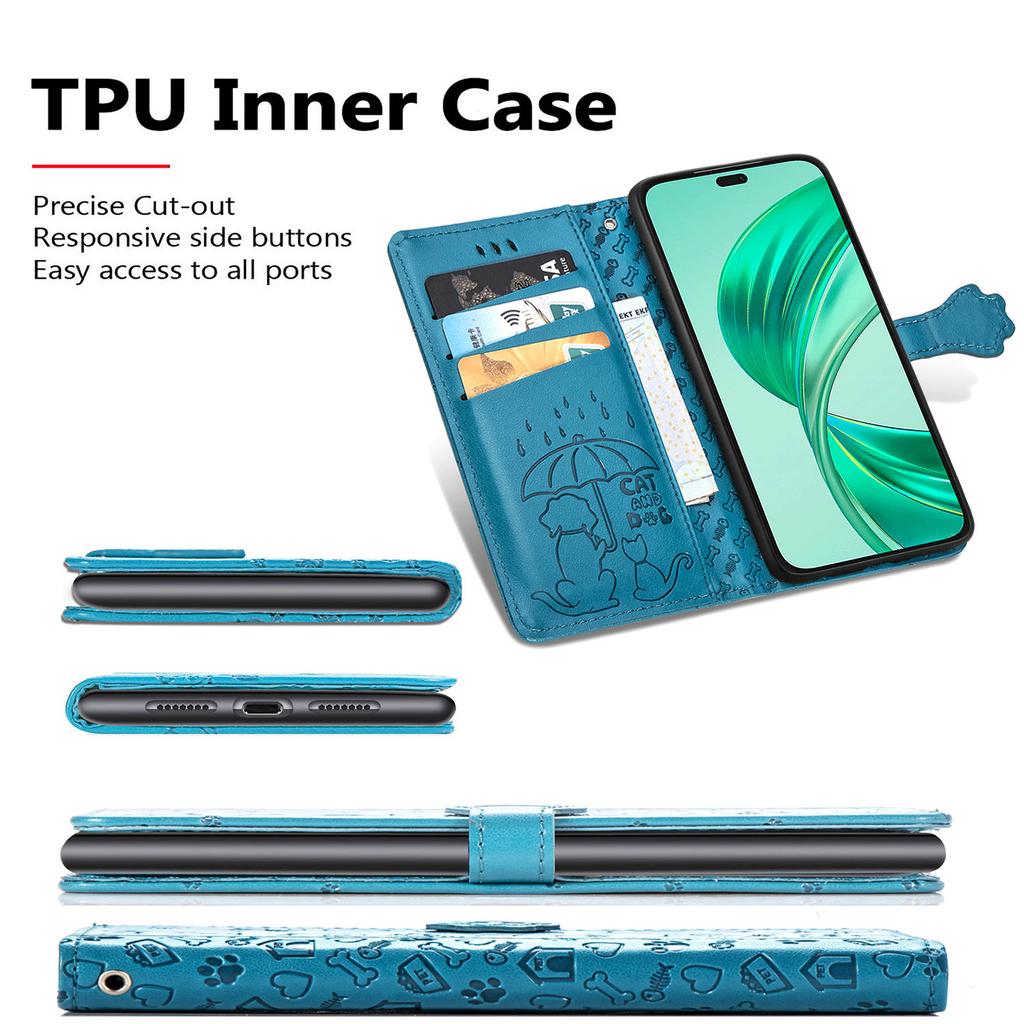 Leather Case For Honor X7c 4G/200 Smart 5G/Play 60 Plus 5G Wallet Flip Phone Cover Cute Cat Dog Pattern