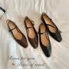 Fashion Mary Jane Single shoes Flat Shoes Elegant Classic Retro Square Toe Comfortable Soft Shallow Cut Low Heel Women's Shoes
