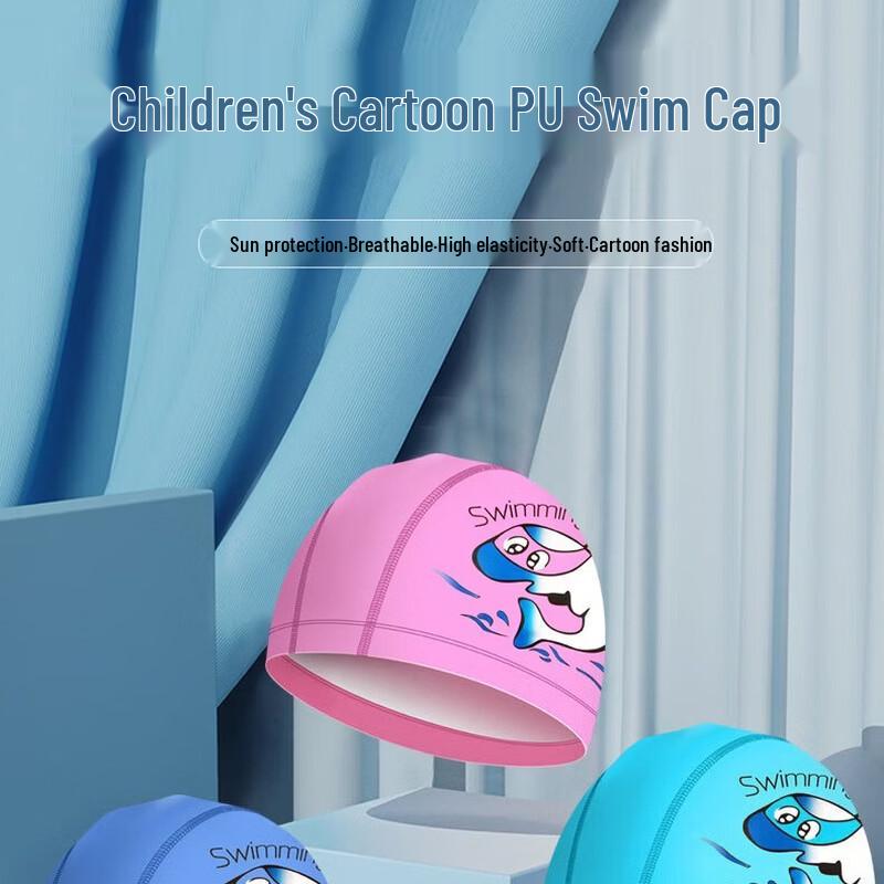 Kids' Waterproof PU Dolphin Swim Cap