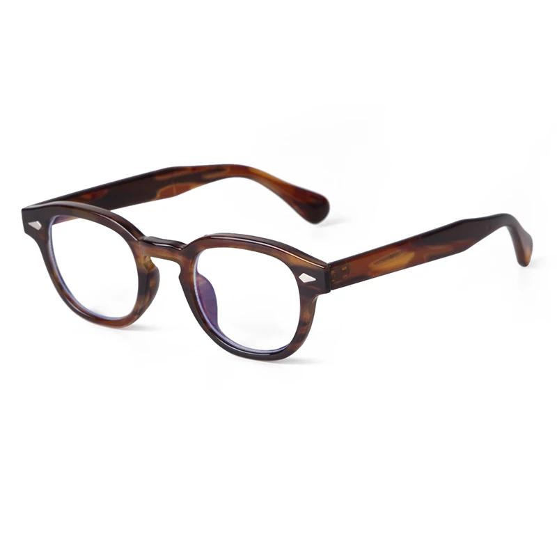 Vintage Rivet Tortoise Small Round Blue Light Glasses Men Women Classic Clip on Sunglasses PS22713