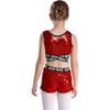 Kids Girls Sparkling Sequins Dance Clothes Set Sleeveless Criss Cross Straps Crop Top with Shorts