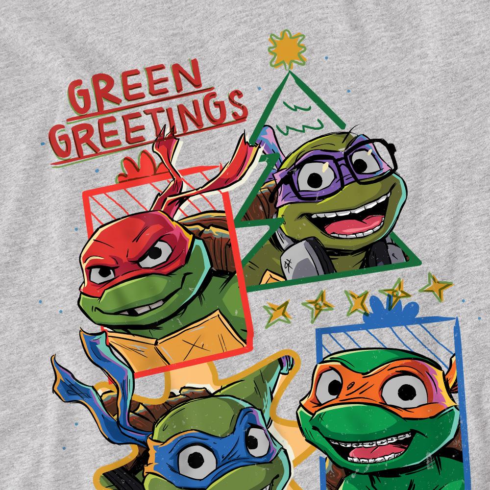 Teenage Mutant Ninja Turtles: Mutant Mayhem Herren-T-Shirt „Greetings Christmas“ in Grün