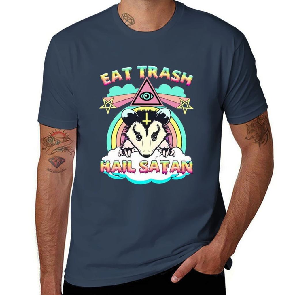 Eat Trash Hail Satan Raccoon TShirt Dry Fit Running Short Sleeve Top