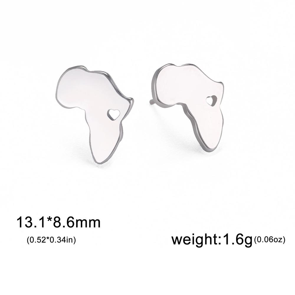 

My Shape Mini Africa Heart Earrings for Women Girls Gold Color Stainless Steel Hollow African Map Stud Earring Fashion Jewelry