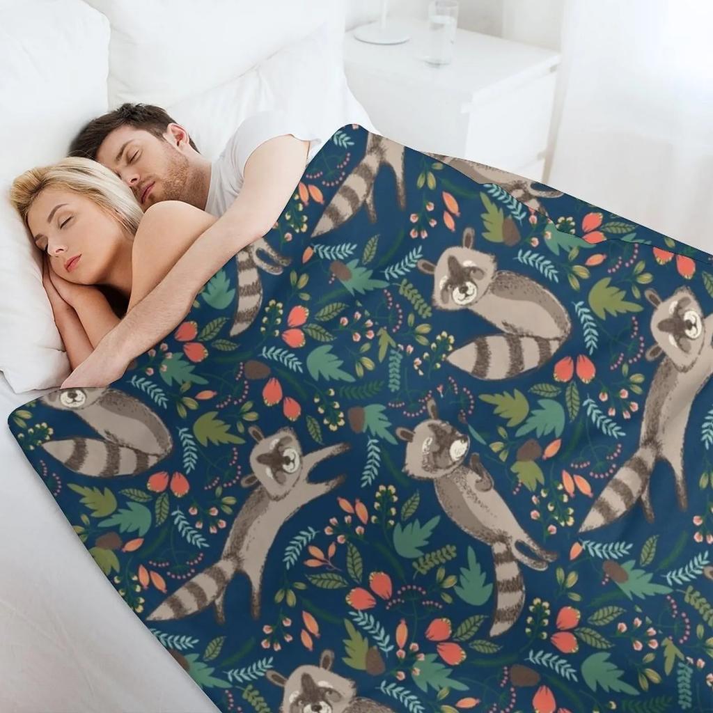 Adorable Raccoons Throw Blanket Warm Throw Blanket Gift for Anniversary