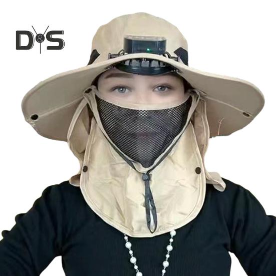 Solar Fan Hat with Face Guard Neck Flap UPF 50+ UV Protection Hat with Solar Fan USB Rechargeable Breathable Men Summer Outdoor Fishing Wide Brim
