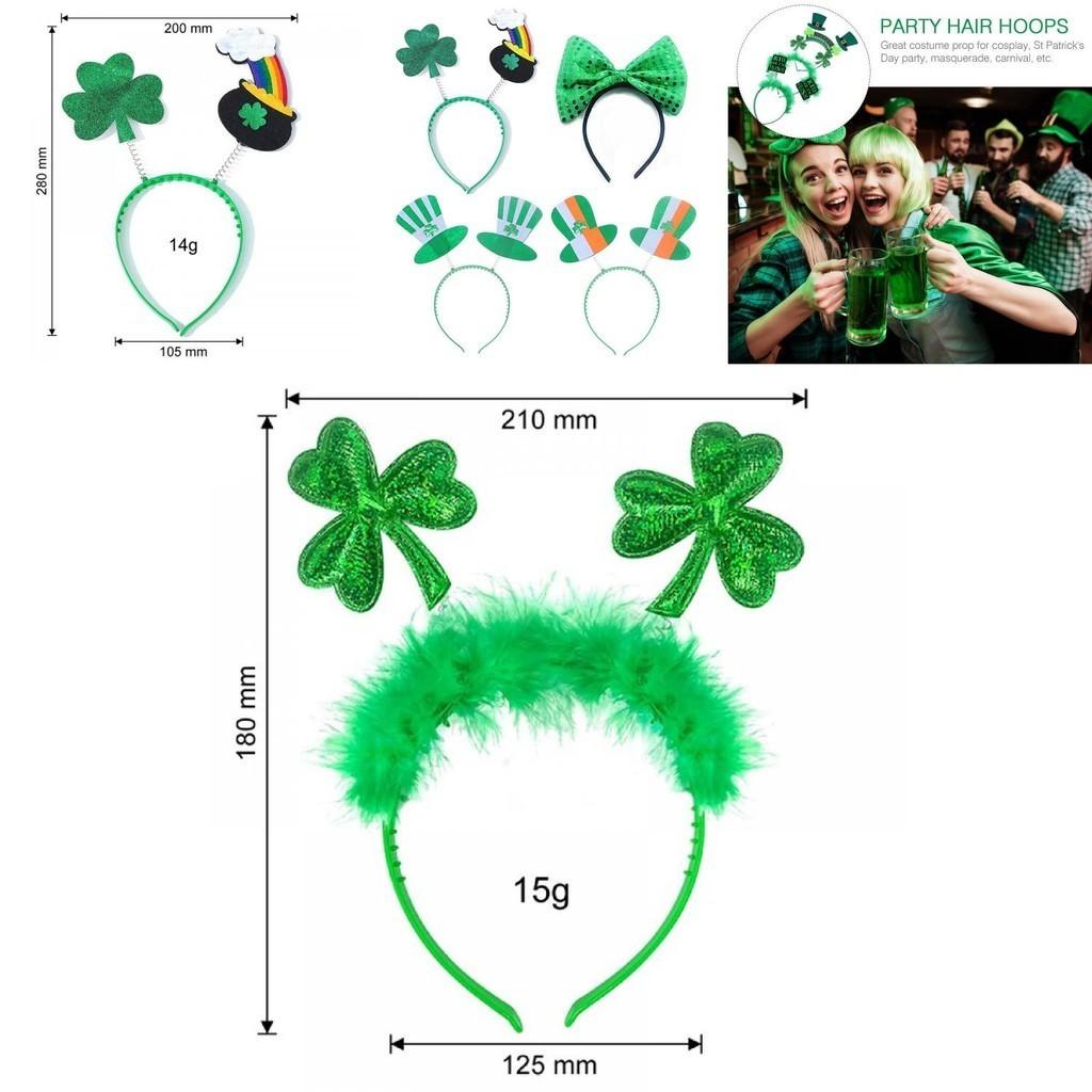 5pcs Green Clover Hair Band Elf Hat Accessories For St. Patrick's Day