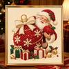 Sparkling Framed Pearl Painting Kit DIY with Santa Claus Holding Christmas Ornament 3D Bead Art Canvas Ready to Display Home Wall Decor Gift