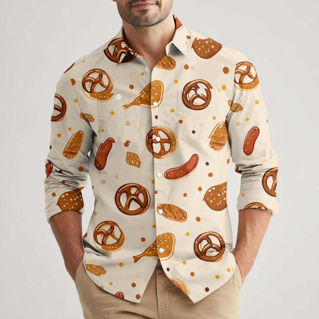 Men's Loose Classic Lapel Multi-pocket Industrial Work Shirt Top