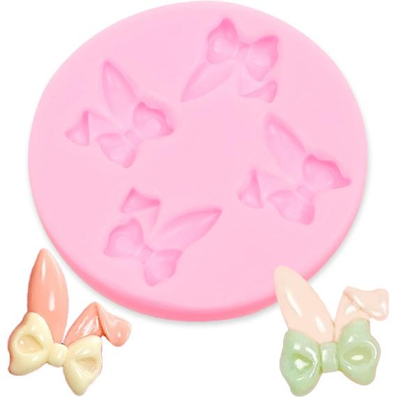 Rabbit Chocolate Silicone Molds 4 Pcs, Easter Bunny Ears Carrots Fondant Mold for Cake Decoration Candy Sugar Cupcake Topper Easter Party Polymer