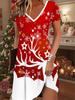 Mada Moteriškas V formos iškirpimas Trumpomis rankovėmis Kalėdų Sniego senio rašto Suknelė Seksuali Trumpa sijono suknelė