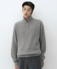 Musinsa Standard [Victoria Wool] Minimal Ribbed Quarter Zip Sweater [Melange Light Grey]