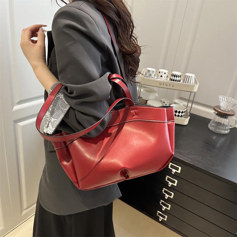 Casual Tote Bag Set Solid Color Large Capacity Handbag Versatile Commuting Bags Armpit Shoulder Bag For Women Gifts