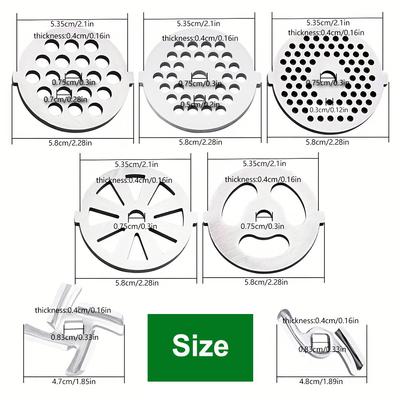 Meat Grinder Blades Plate Discs Stainless Steel Food Knife Cutter Meat Grinder Replacement Parts for Size 5 Stand Mixer
