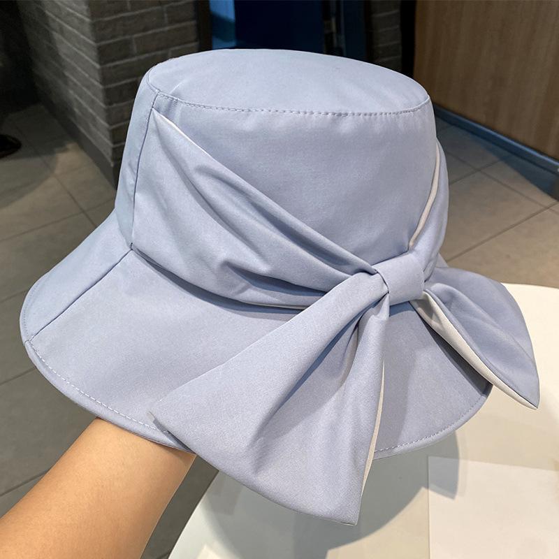 Simple fisherman's hat Children's flat-top sunshade sunscreen hat New bow sun hat Beach basin hat