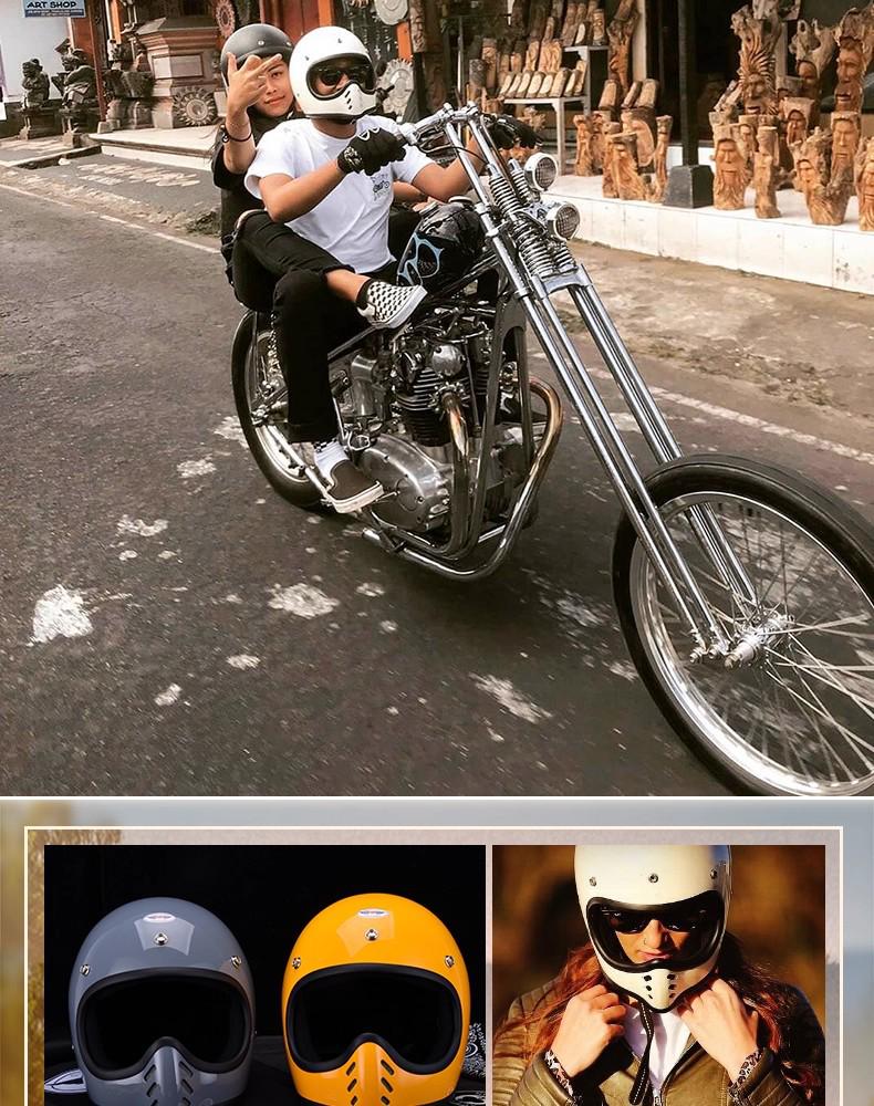 Retro Japanese Cruiser Fiberglass Full Face Motorcycle Helmet