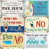 Retro Pool Rules Metal Sign Tin, Vintage Summer Swim Happy Place Plates, Wall Sign, Bar & Grill, Pub Decor, WY51