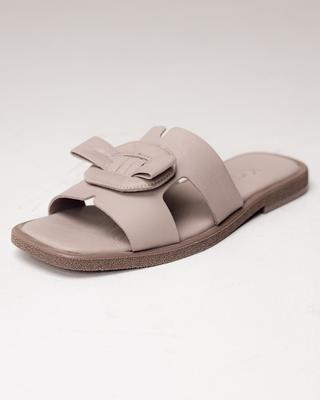 Slippers with a Bow 19103 36 Visone Leather