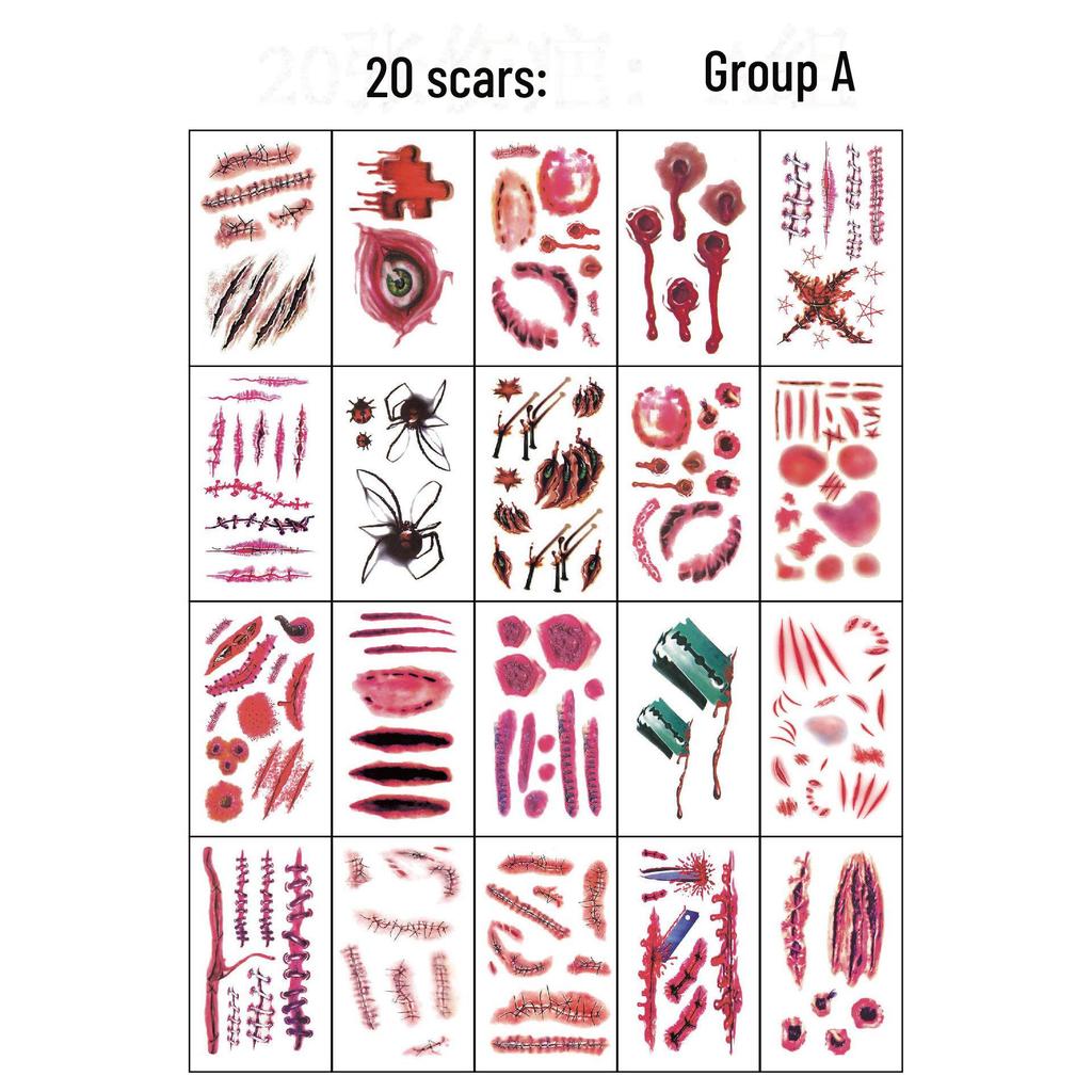 Halloween Bleeding Bite & Tooth Mark Scar Stickers for Face