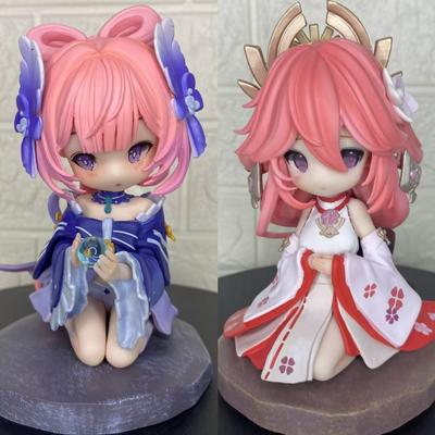 Genshin Impact Figurine Sangonomiya Kokomi Figure Yae Miko Anime Figures Q Version Pvc Models Toy Decoration Kids Birthday Gift