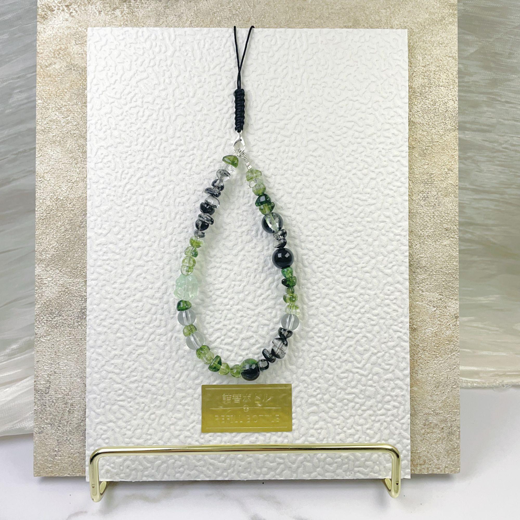 

Handmade Green Crystal Phone Charm Beaded Wrist Strap Aesthetic Cute Ins Phone Lanyard for Phone Case CCD Camera Keychain Other