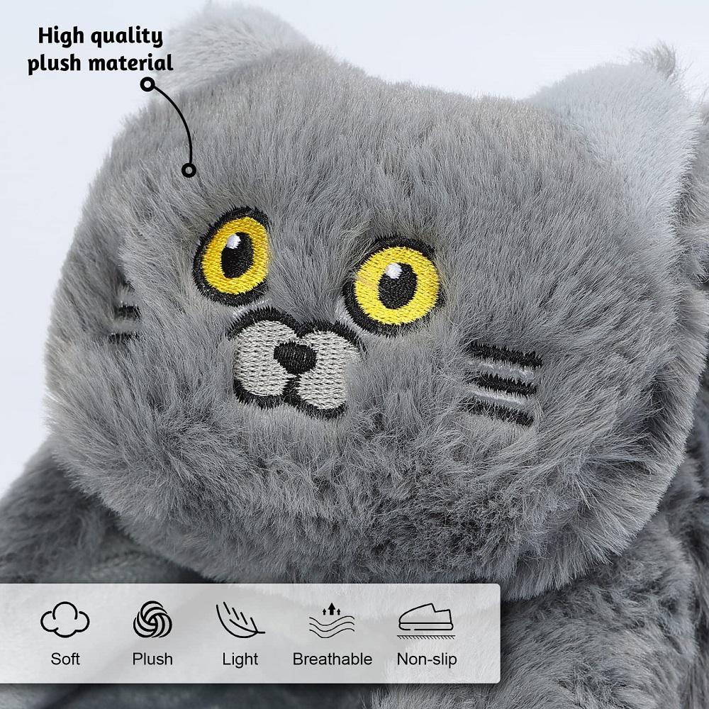 Fashion Footsie Cat Slippers Women's Winter Warm Shoes Free Shipping Funny Kitty Animal Slides Woman Fluffy Fur Mules Birthday Gift Toys