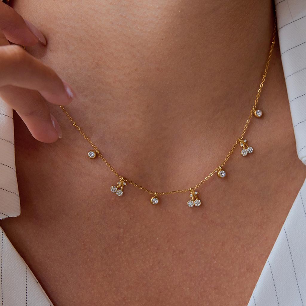 Titanium Steel Necklace Accessory - Women's Summer High-end Luxury Niche Stainless Steel Jewelry - Cherry Style Collar Chain
