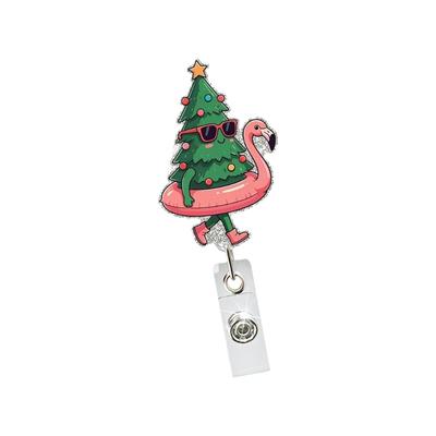 Sequins ABS Retractable Badge Holder Christmas Badge Holder with Metal Clip for Conference Holiday Parties Daily Use