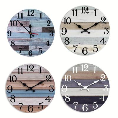 Wall Clock Silen Wooden Clock Battery Operated Country Retro Rustic Style Decora