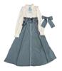Dress Mori Girl Korean Style Gothic Floral French Slimming Long Size S [XHSUKADO] One-Piece Set, Style, Lace-Up, Ribbon, Frills, Lolita, Embroidery,