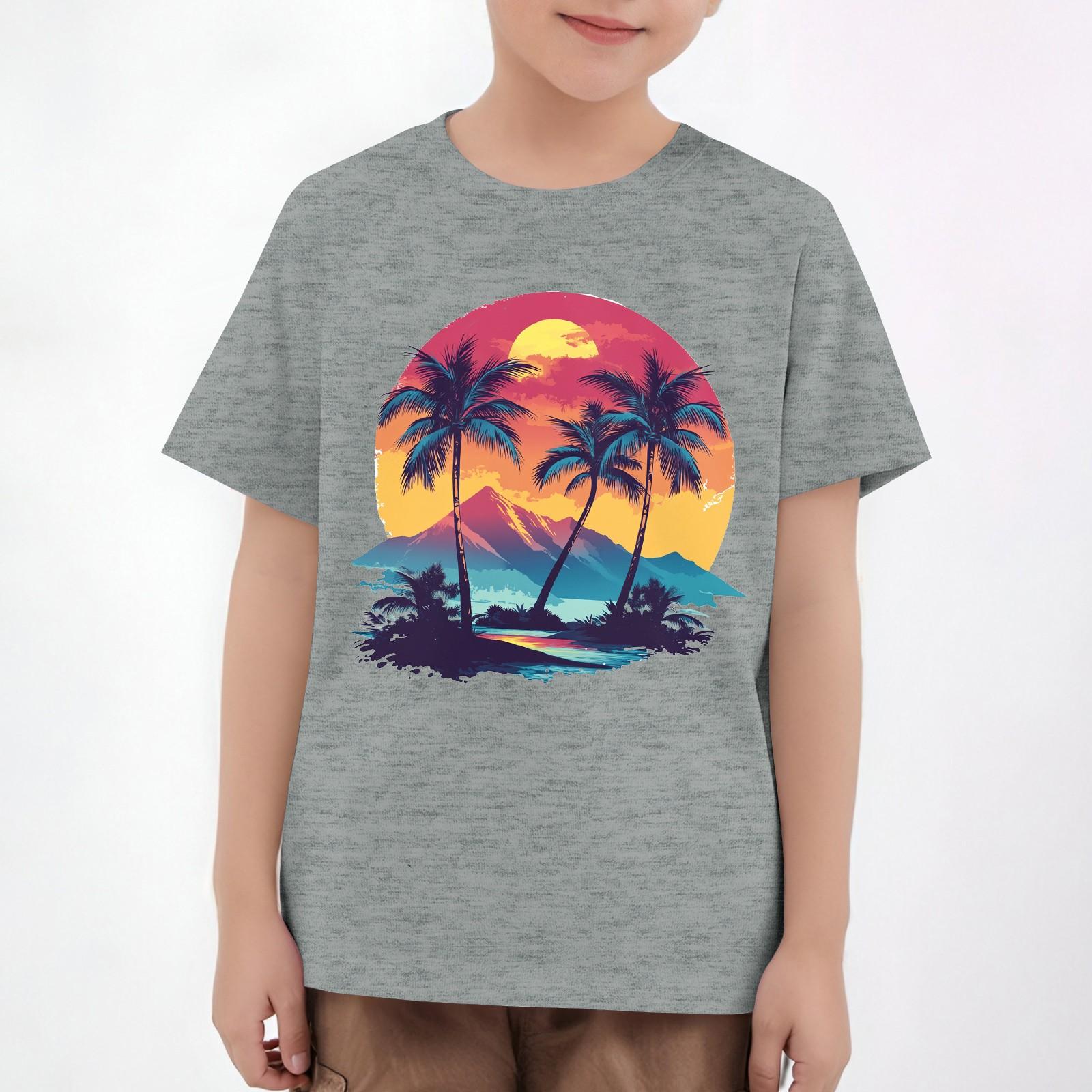 

Детские топы с коротким рукавом, повседневная футболка с принтом, круглый вырез, блузка-пуловер 150