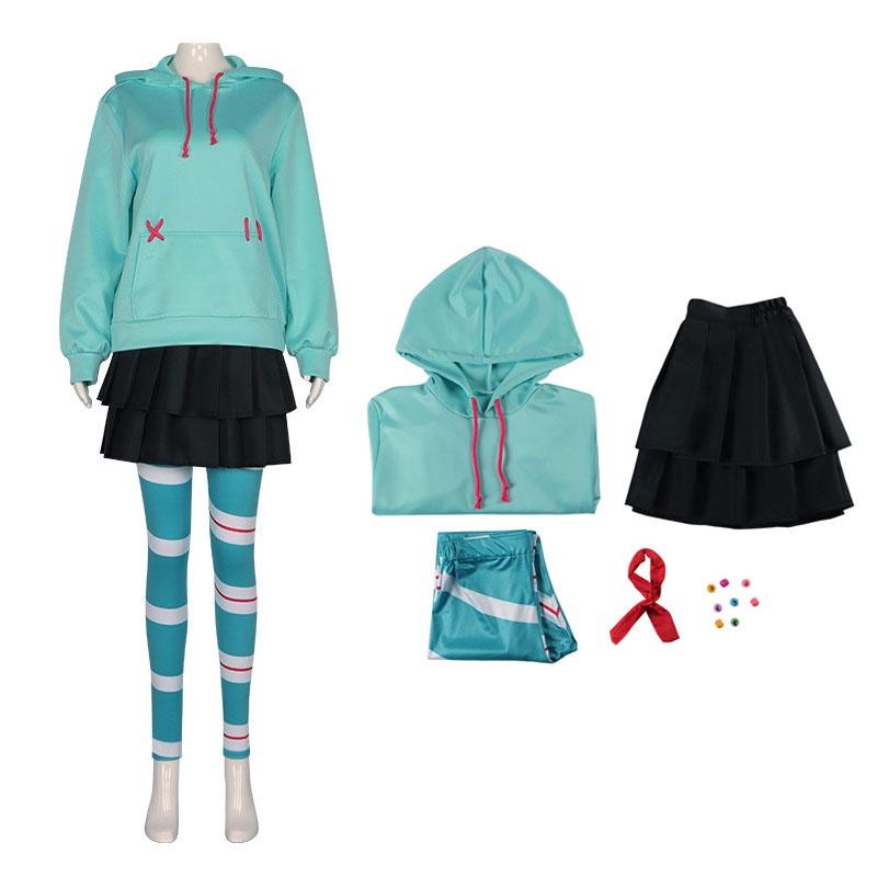 

The Ralph Breaks Internet Vanellope Von Schweetz Cosplay Costume Halloween Set 3XL