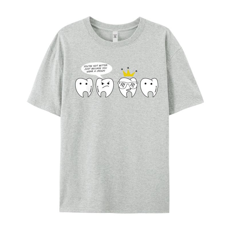 Funny Tooth Shirt For Dentist Crewneck Tshirt Father Day Party Tees Short Sleeve Hip Hop 100 Cotton Tops T Shirt Female