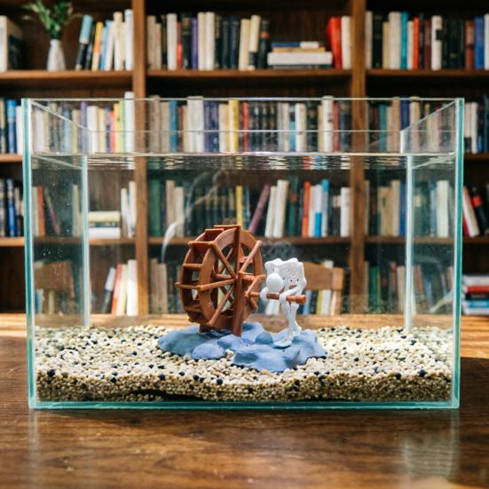 Yousheng Dynamic Skeleton Bubbler Aquarium Decoration Kinetic Skeleton Water Wheel Ornament Air-Driven Moving Skeleton Underwater Landscape Animated