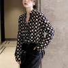 Office Lady Polka Dots Printing Fashion Women Chiffon Shirt Spring Summer Loose Long Sleeves Lapel Female Blouse Clothing 2022