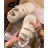 Round Head Thick Sole Big Head Shoes Women's Spring Velcro Casual Shoes Ugly Cute Sports Shoes Height Increase Versatile Little White Shoes