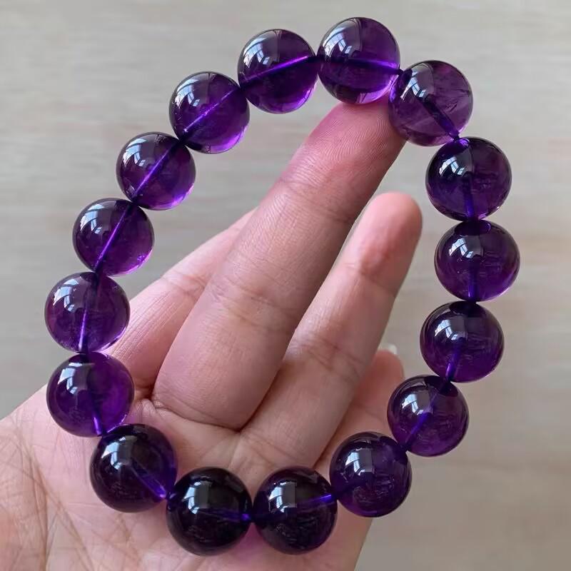 Uruguayan Deep Purple Amethyst Bracelet - Year of the Rat Luck Charm 8mm Beads