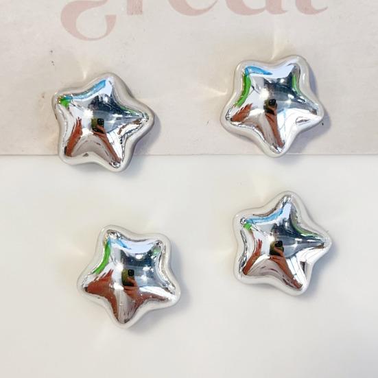 100Pcs Electroplated Star Heart Charms Metallic Flat Back Hearts Stars Decorations DIY Accessories for Craft Projects Jewelry Making Phone Cases
