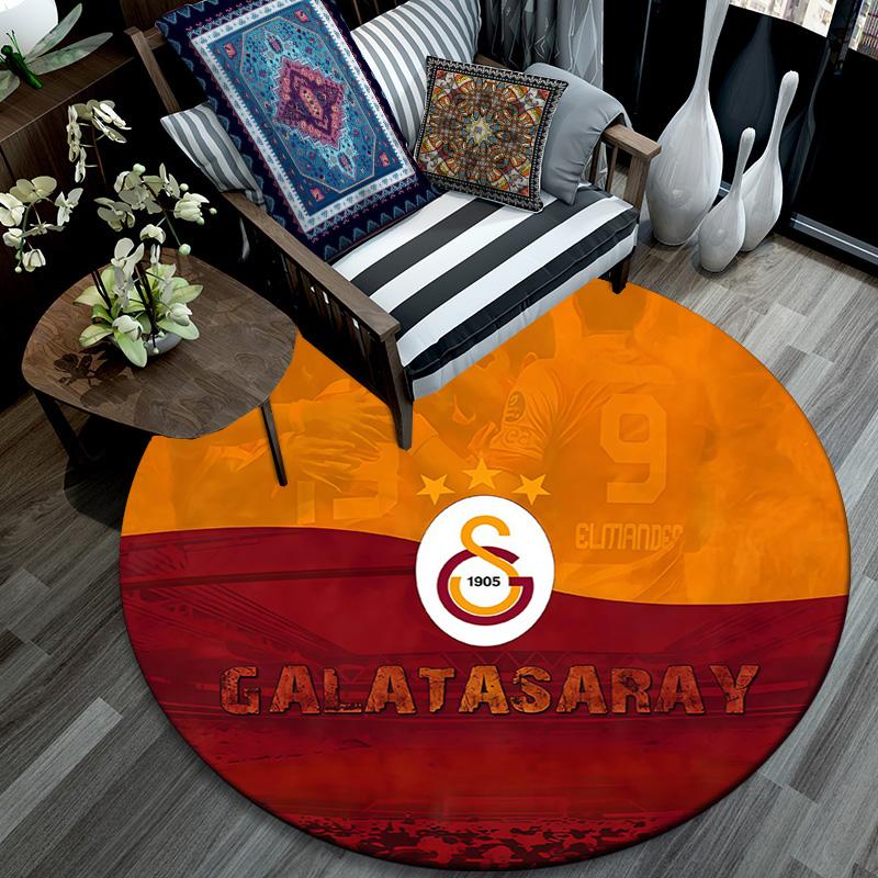 Galatasaray SK Round Area Rug,Carpet Rug for Living Room Bedroom Sofa Playroom Decor,Non-slip Floor Mat