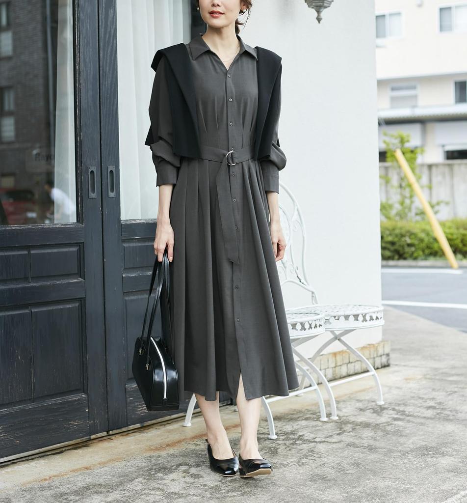 ROPE PICNIC Long Sleeve Dress Available in 3 Sizes Women's Shirt-Conscious (GDE54150, Charcoal, 06)