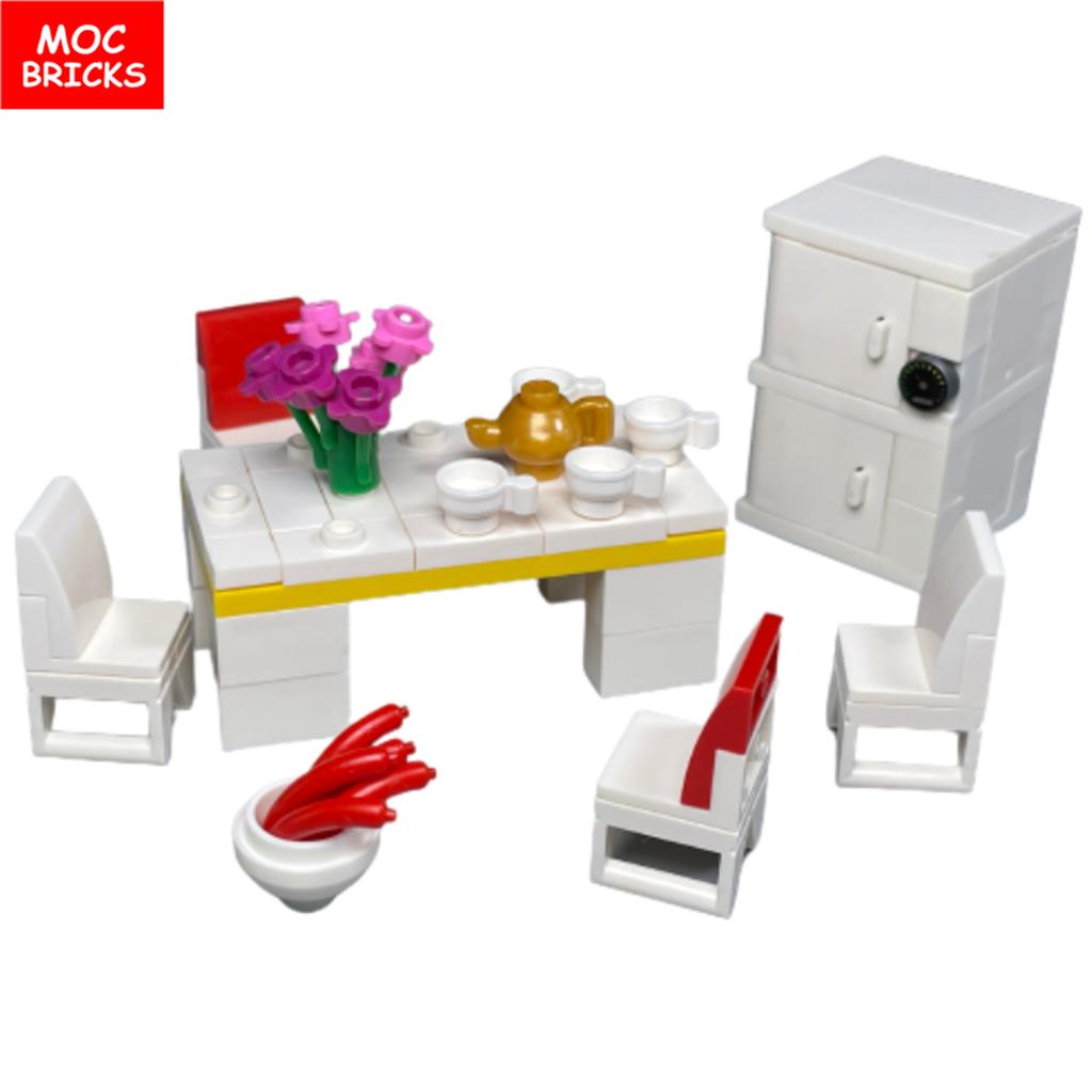 Non-Toxic Moc Bricks Office Furniture Tea Culture Desk Table Beverages Wine Educational Building Blocks City Model Children'S Toys Gifts