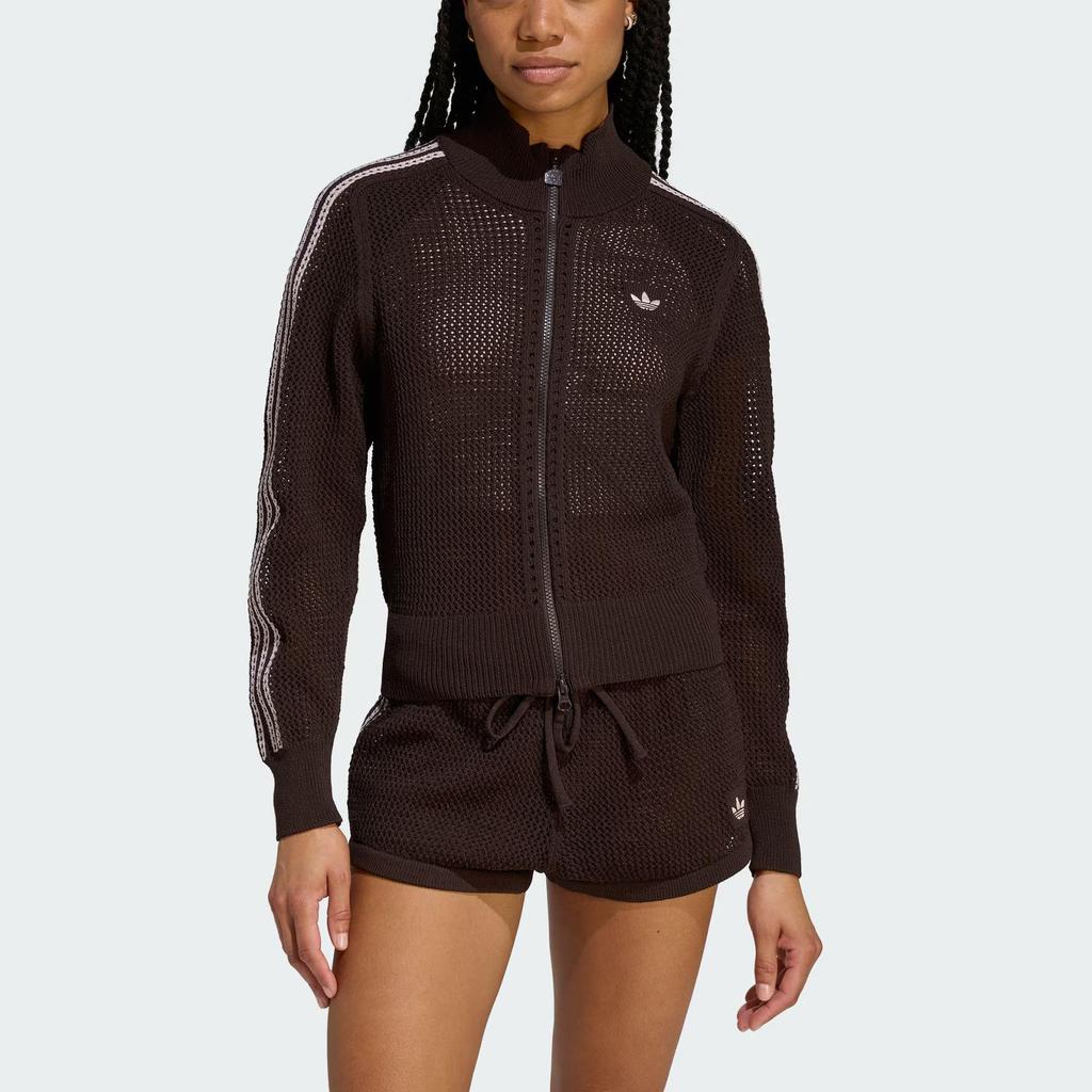 adidas Originals Firebird Felpa da Ginnastica all'Uncinetto a Strisce Sportiva Casual Slim Fit Manica Lunga Maglieria Top da Donna KE0202