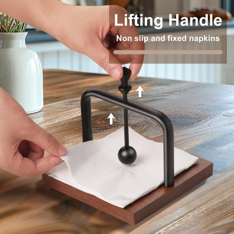 Matarmetallarm Träservetthållare För Café Restaurang Hemkök Kompakt Vertikal Design Solid Bas