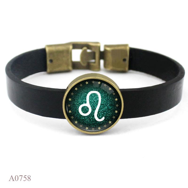 Aries Gemini Cancer Leo Virgo Libra Scorpio Sagittarius Capricorn Aquarius Pisces Zodiac Sign Horoscope Genuine Leather Bracelet