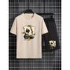 Summer Outdoor Men's Dice Spade Set Comfortable Casual Round Neck T-shirt Loose Short Men's Fashion Sports Summer Children's Set