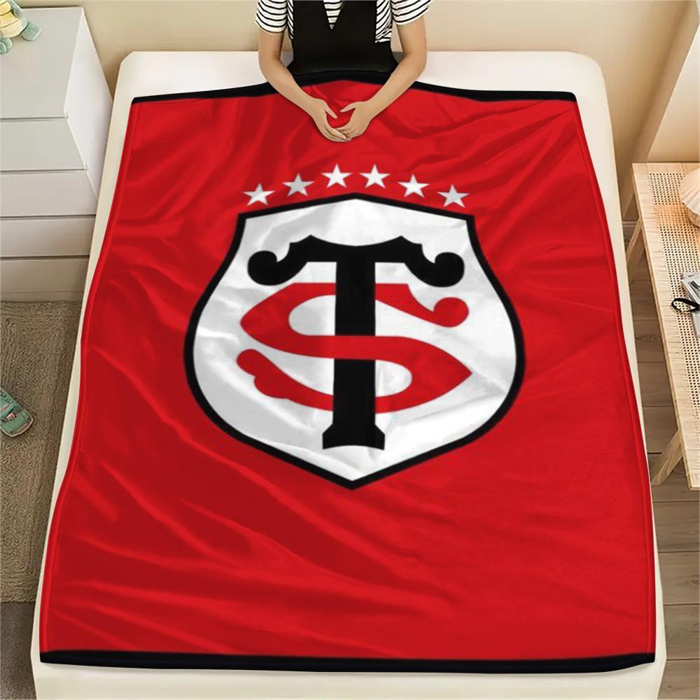 1 Stück Stade Toulousain Aufdruck Flanelldecke, Hohe Qualität, Bequem für alle Jahreszeiten, Heimdekoration, Wärme und Komfort, Perfekt für Weihnachtsgeschenke178