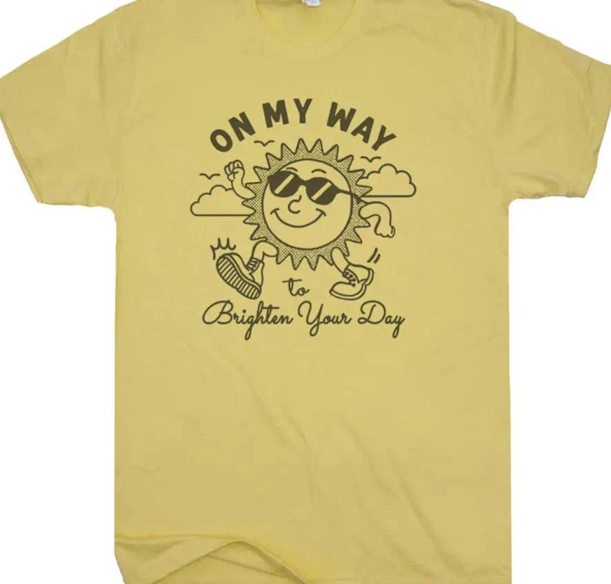 Vintage Sunshine Shirt On My Way To Brighten Your Day Funny Positive Tee 2XL