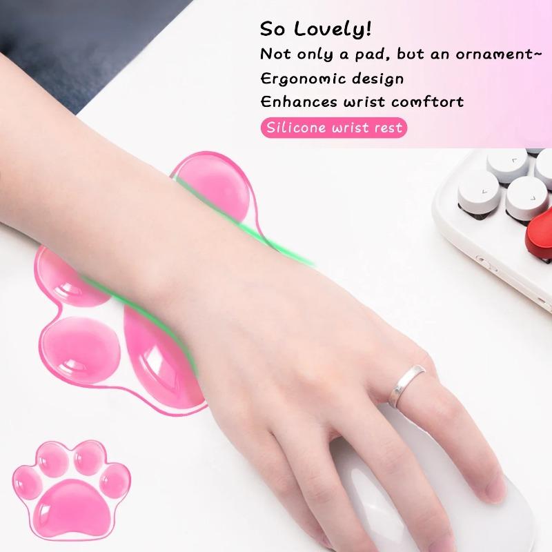 Cute Mouse Cat Office Silicon Pad Paw Wrist Support Pad Comfortable Soft Wrist Rest Hand Pillow Pain Relief Non-Slip Base Home