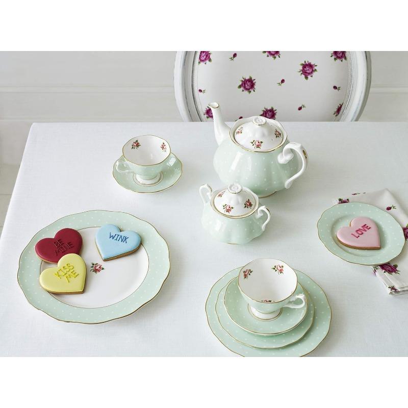 Polka Rose Teacup & Saucer Set